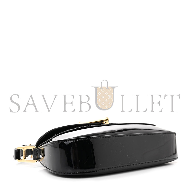 PRADA VERNICE TRIANGLE LOGO FLAP ADJUSTABLE STRAP SHOULDER BAG BLACK 1BD355 (24*11*4cm)